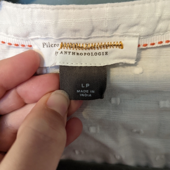 Anthropologie Mila Draped Buttondown, large white cotton - Picture 6 of 8